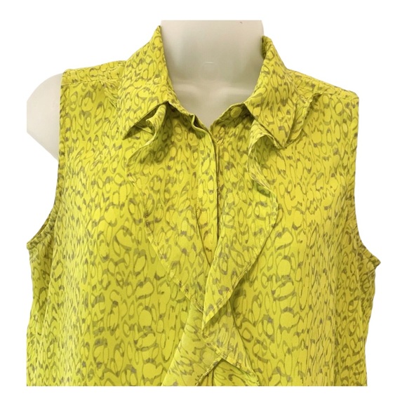 Cabi Chartreuse Ruffled Reign Blouse #3071 - Picture 4 of 11